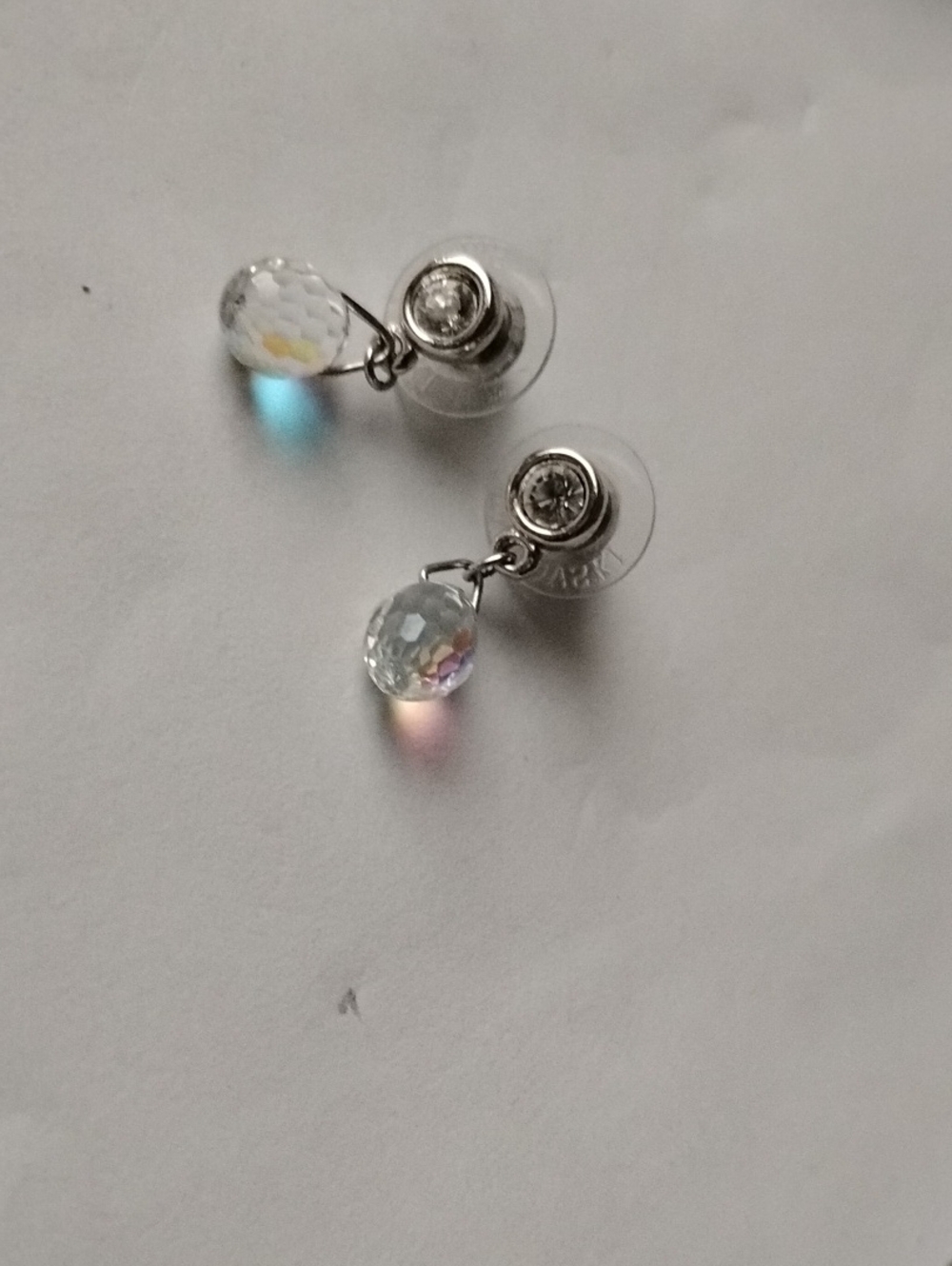 Swarovski Clear Crystal Drop Earrings with Aurora Facet